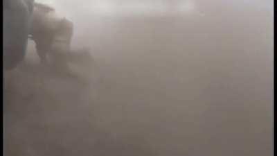 A very close call for Ukrainian defenders while relocating a Mortar equipment . All survived.