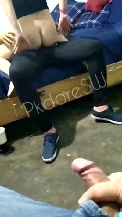 Watching her riding his friend, made him cum so Fast. Rate this!