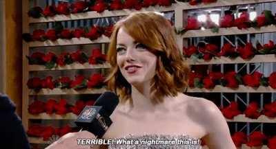 Emma Stone trying to choose her fave fetishes