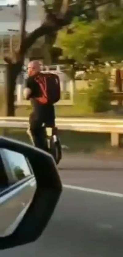 Chad decides to paint dirty highway with his face, and his beer.