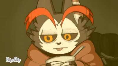 Husk vibin' at Alastor's expense, fanart and video by artist Vinny (@vinnysartstuff)