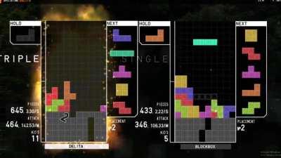 The last two players in a Tetris battle royale
