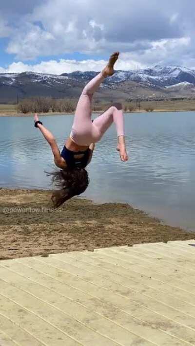 My first flip off an elevated surface outdoors!🧡