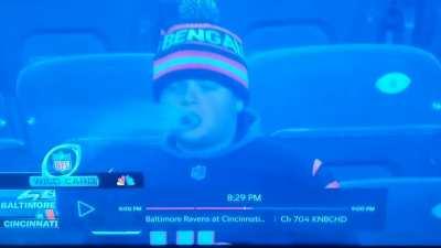 Homie just chilling after a Bengal's playoff win. Noice!