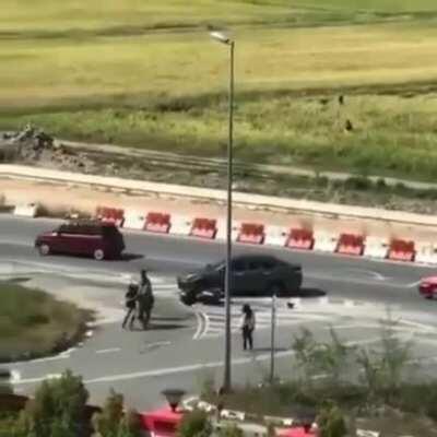 (Cross-Post) Tries to push girlfriend toward incoming traffic, then...