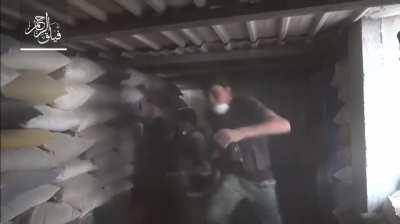 Footage of Al Rahman Corps fighters repelling a regime assault in Ain Terma, Damascus. 27th of September, 2017