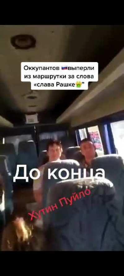 Russians in the public bus in Georgia said Glory to Russia. Georgian people took immediate action.