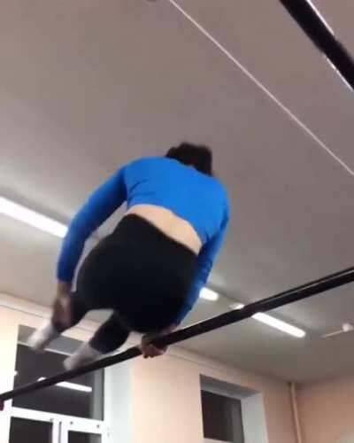 HMRB while she does flips on the pole with no hesitation