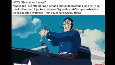 American and Italian fighter pilots exchanged very kind remarks on each other's family heritage during the Sigonella Crisis