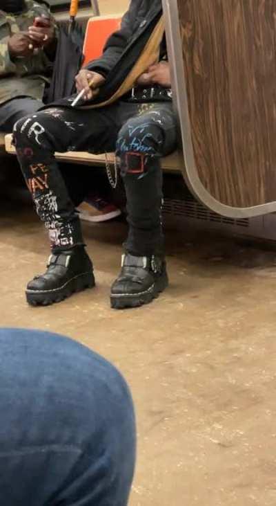 Scratching an itch on the subway in New York City