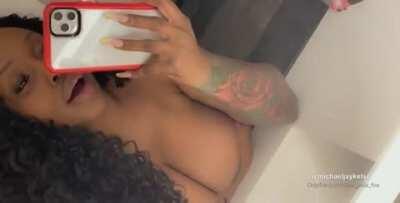 Showing her body in the bathroom