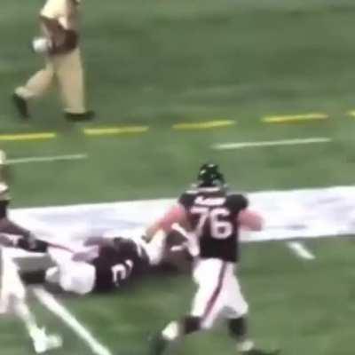 NFL player gets stiff armed. Commentators lose it!
