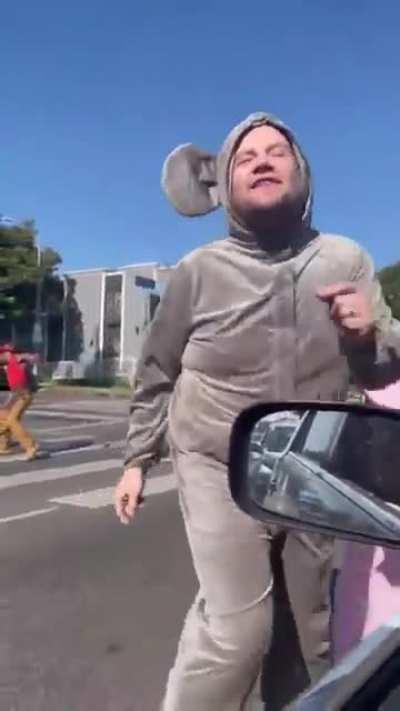 A whole cast of Disney sponsored MC's block off a crowded street in LA to promote a movie