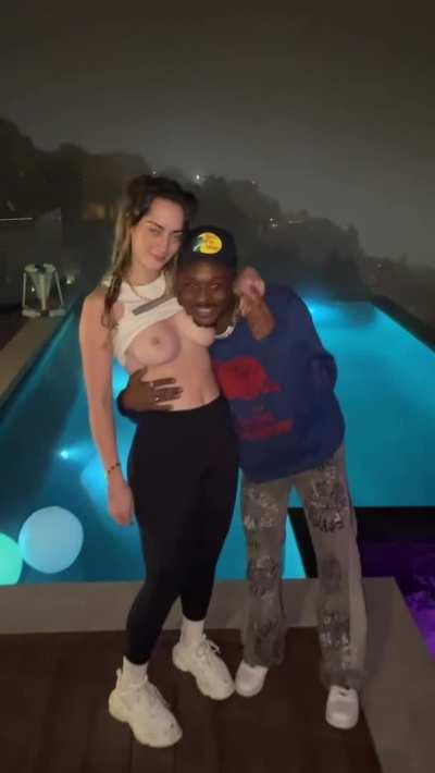 Teen having fun with a black friend