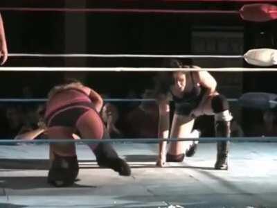 Erin Angel and Saraya attack each other downstairs