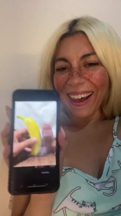 I'd rather fuck the banana than that tiny, useless cock hahaha  🤏