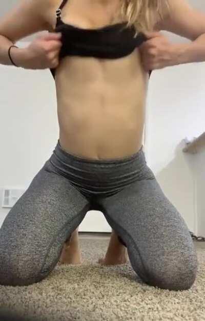 Stretching before the gym and got a little horny