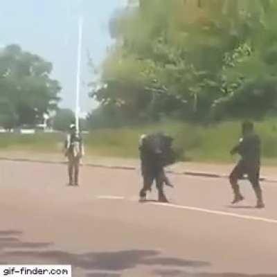 Was that a machete..? Real judo skill in action