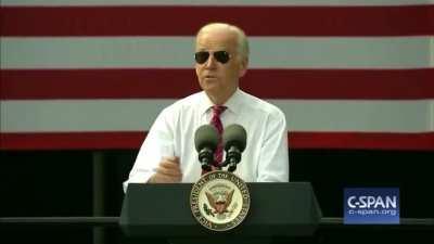 Literally just Biden putting on aviators