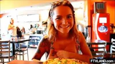 Ftv Model Charlotte Pulls Her Tits Out At The Pizza Joint