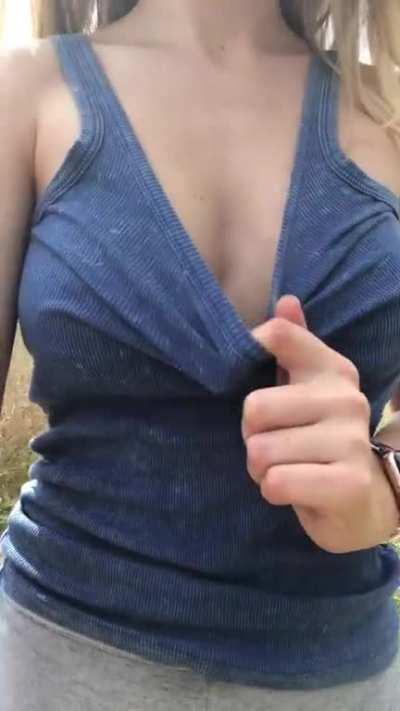 It's so freeing to be outside without a bra on