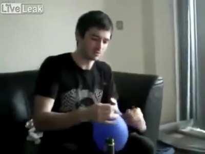WCGW lighting a balloon full of fuel on fire