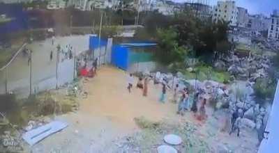 Tension prevailed at Qutb Shahi Mosque near Malkam Cheruvu area under Raidurgam police station limits after unidentified trespassers had allegedly damaged the boundary and forcibly installed an idol.