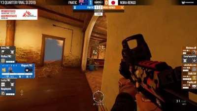 Magnet is just the ultimate madlad. Perfect hiding spot resulting in a 4k in R6 Classics match Fnatic vs Nora Rengu.