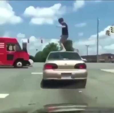 Dancing on cars in traffic