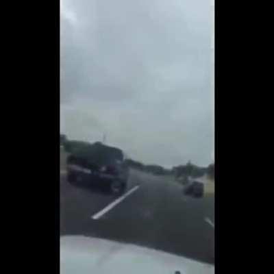 The only thing that got flipped off was her car..