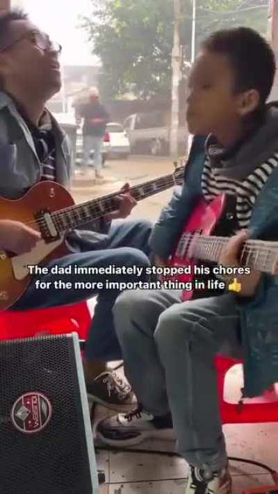 Father and son do some wholesome shredding