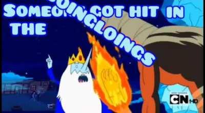 Someone got hit in the boingloings