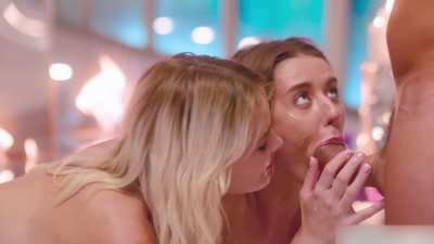 Two Hot Blondes Get Their Faces Cum Covered