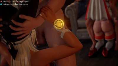 Elphelt and Ramlethal Foursome (Bouquetman)[guilty gear]