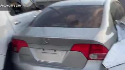 New sport? Drunk driver car bowling