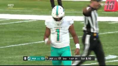 [Highlight] Tua throws an interception on the first play after getting the ball