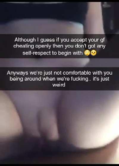You were hanging out with your girlfriend and her best-friend watching TV in your bedroom when out of the sudden they kicked you out very rudely because they wanted to fuck