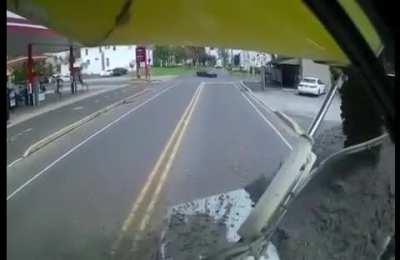 That happens when a cement truck has to stop quickly