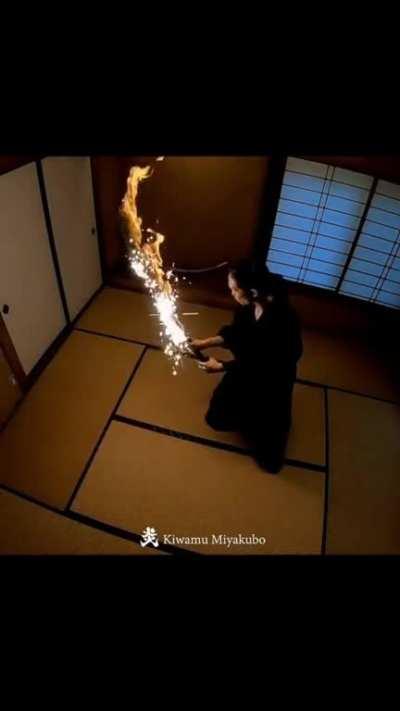 This katana becomes engulfed in flames upon being drawn
