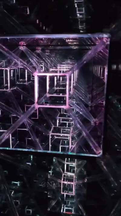 Tesseract 5D in Real Life! Infinity Mirror Art Sculpture by Nicky Alice