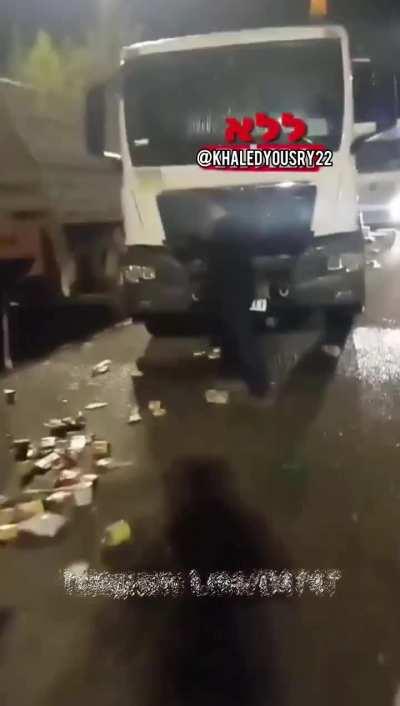 Israelis destroying aid heading to Gaza and damaging the trucks