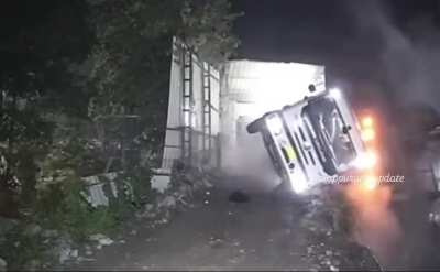 Driver gets ejected out of truck while unloading.