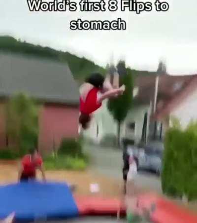 8 flips on a trampoline