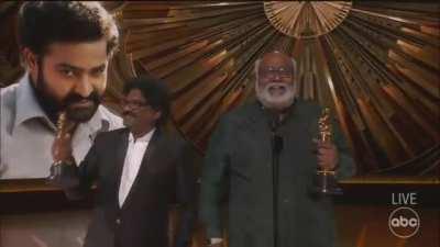 MM Keeravani's wonderful acceptance speech after Naatu Naatu won the Oscar. Deepika looking proud in the audience