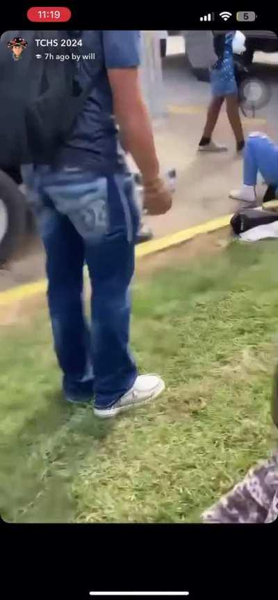 Girl gets whooped getting off the bus