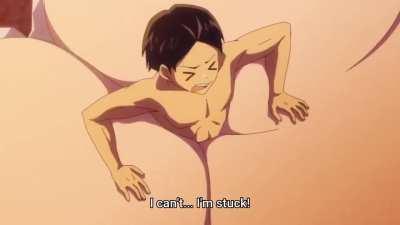 Falling into her cleavage!