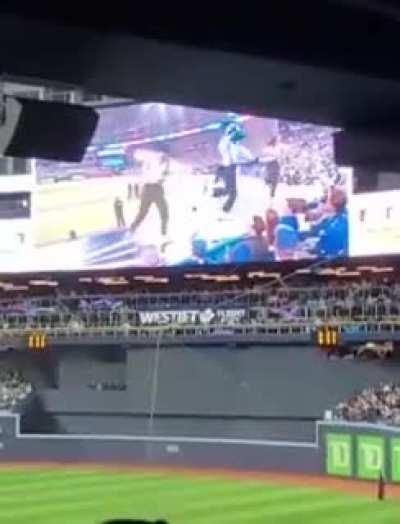 Naatu Naatu in Blue jays vs Tigers baseball match at Rogers centre, Toronto