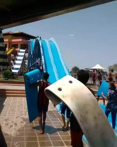 I’ll just walk across this water slide