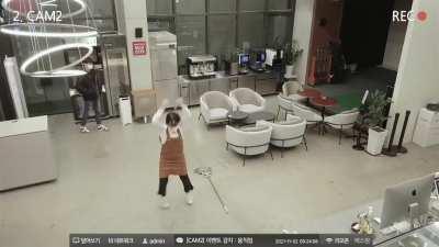 Customer caught walked in on staff dancing while cleaning