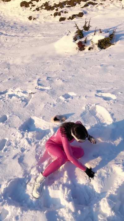 Enjoying the snow wearing latex!